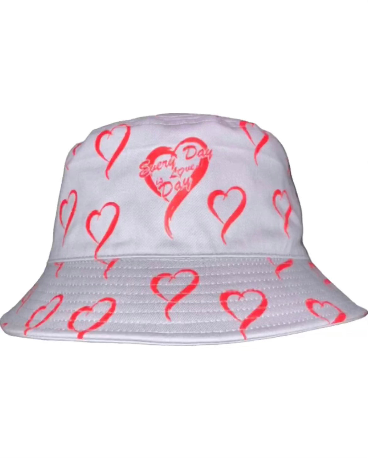 Light Gray/Red Wide Brim Bucket Hat - Wolfhead Logo