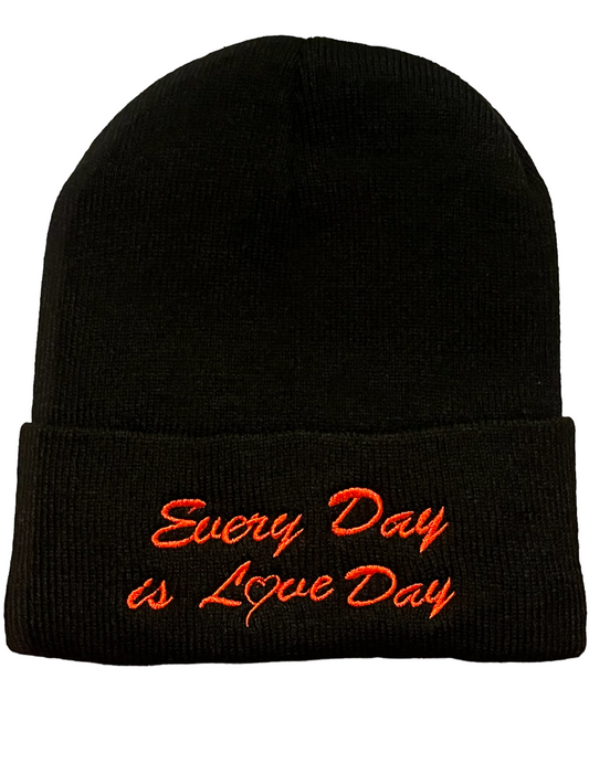 Beanie - Black with Red Embroidery