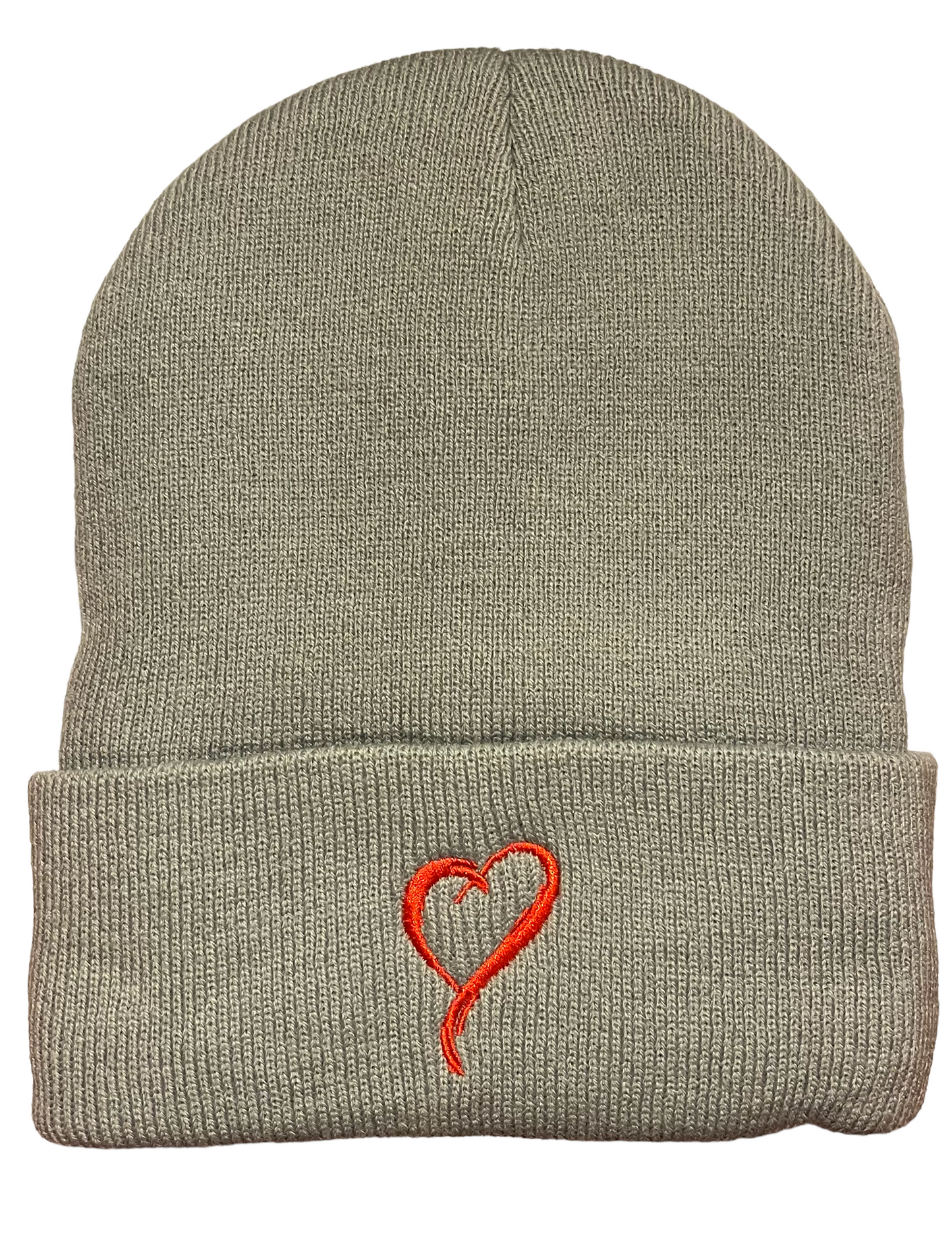 Beanie - Light Gray with Red Embroidery