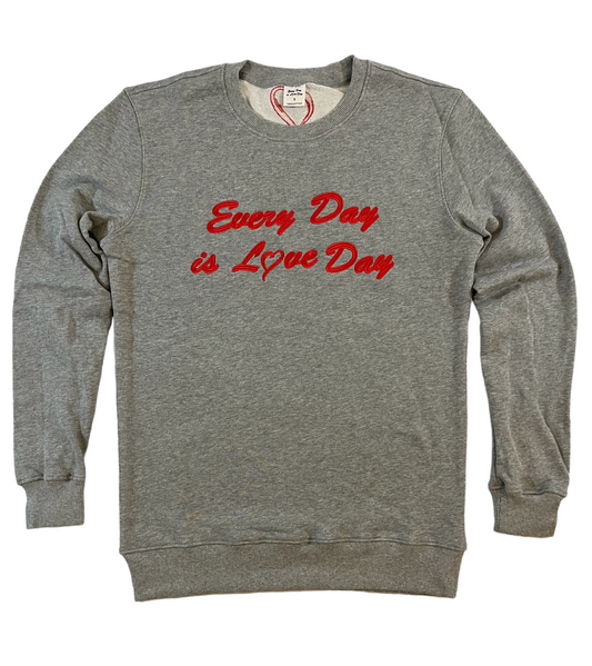 Crew Neck - Light Gray with Red Embroidery