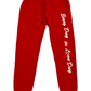 Joggers - Red with White Embroidery