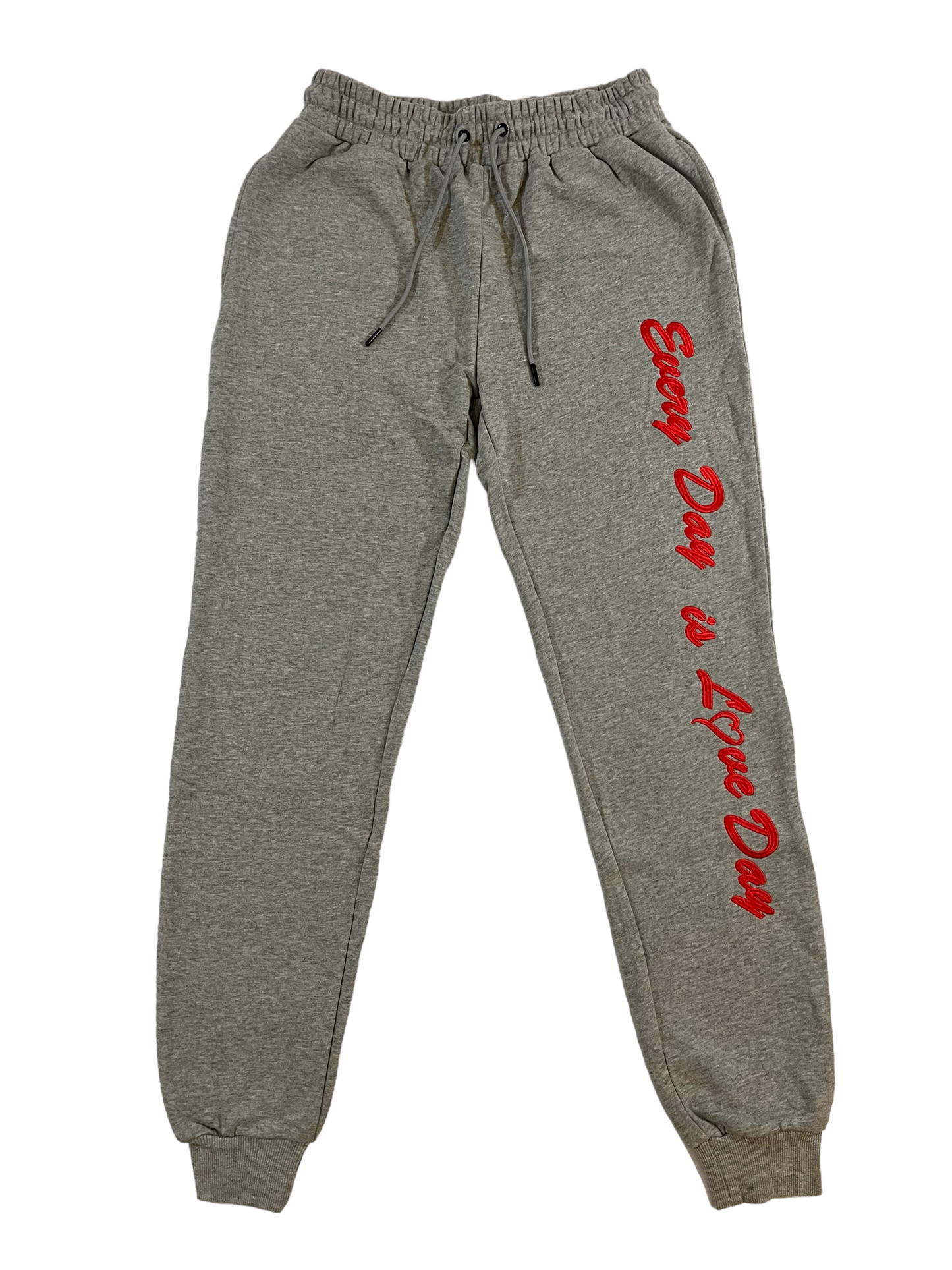 Joggers - Light Gray with Red Embroidery