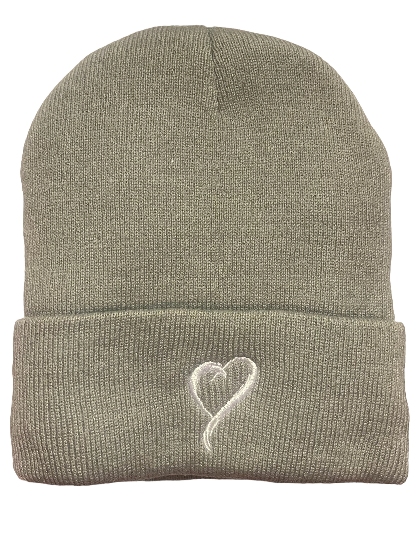 Beanie - Light Gray with White Embroidery