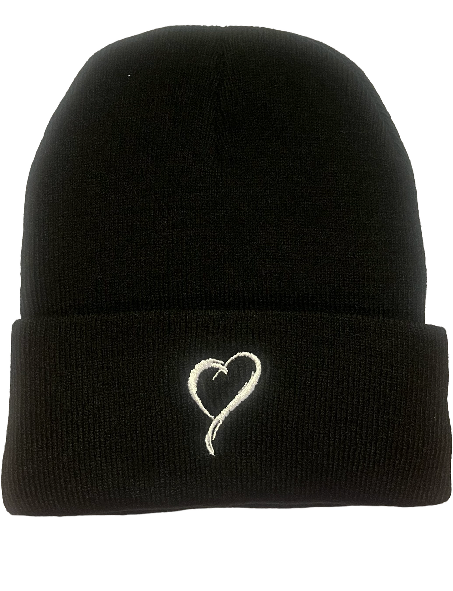 Beanie - Black with White Embroidery