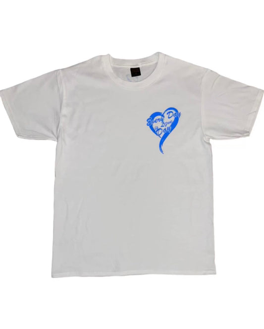 T-Shirt - White with Royal Blue Logo