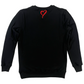 Crew Neck - Black with Red Embroidery